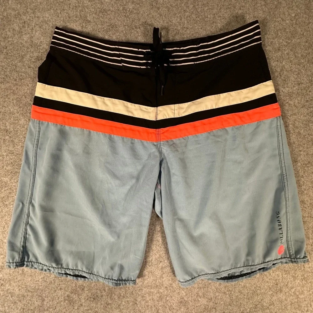 Billabong Board Shorts Mens Size 34 Blue Striped Platinum X PX2 Jack Freestone
